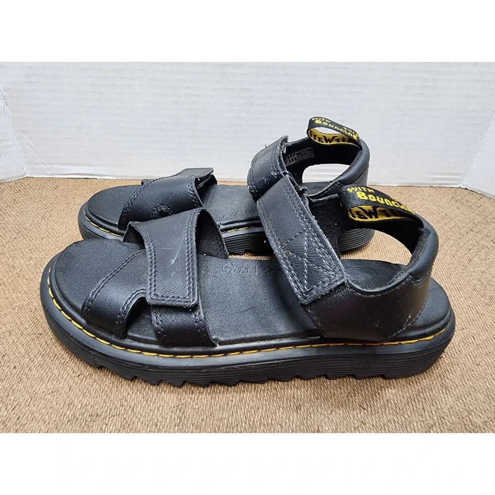 Dr Martens Kids Vossie J Black Leather Chunky Sandals Size 4 US SoftWair